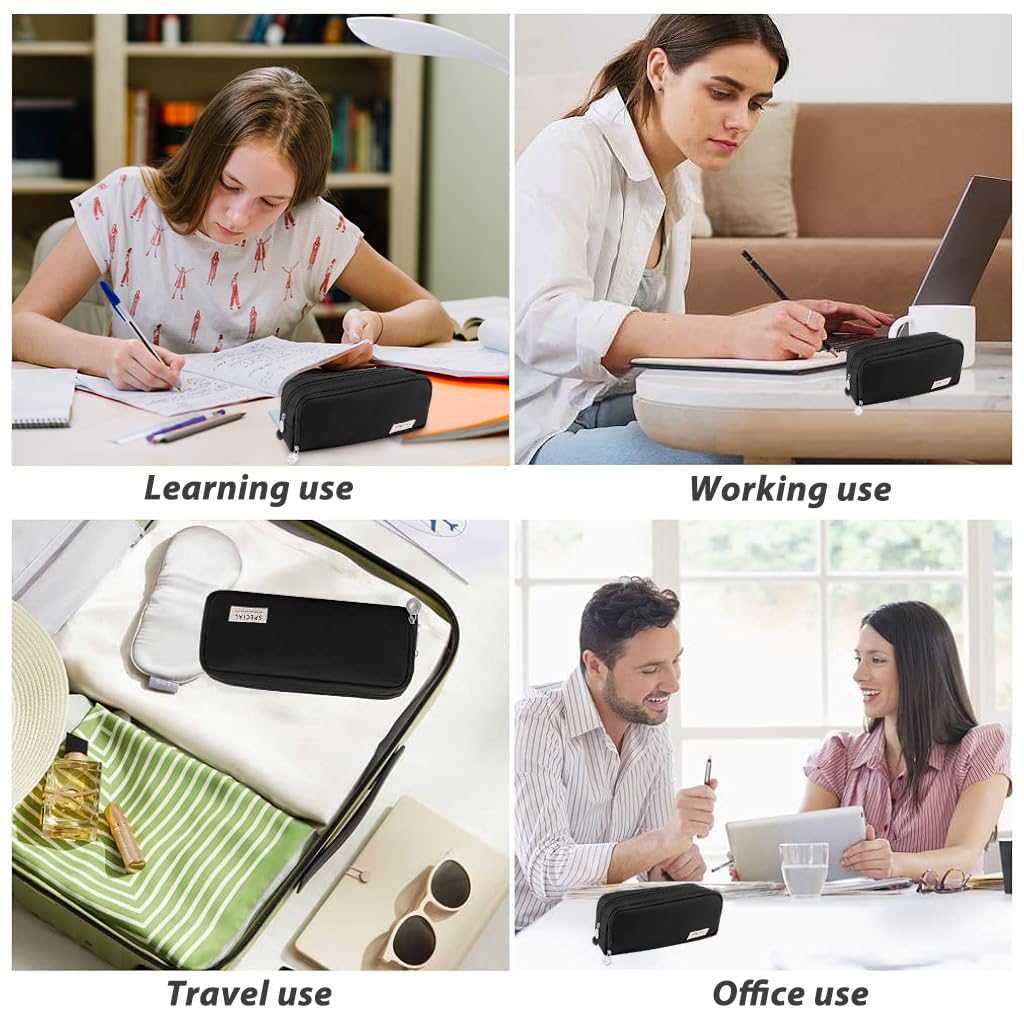 Climberty Large Capacity Pencil Case, 3 Compartment Pouch Pen Bag with 8 Elastic Pen Sleeves, 3 Zipper Portable Storage Pencil Pouch for School Teen Girl Boy Men Women (Black) Climberty Large Capacity Pencil Case, 3 Compartment Pouch Pen Bag with 8 Elastic Pen Sleeves, 3 Zipper Portable Storage Pencil Pouch for School Teen Girl Boy Men Women (Black)